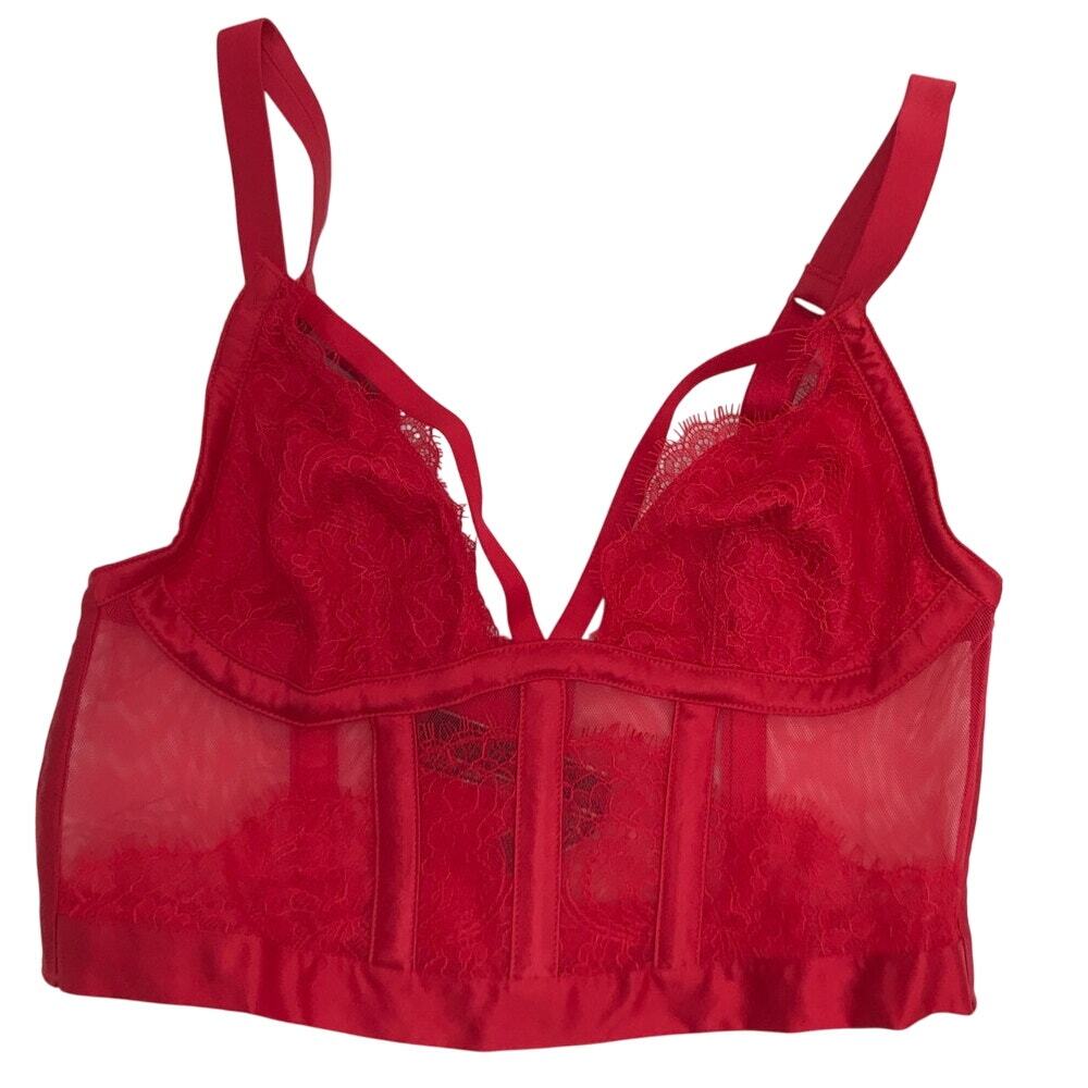 Victoria's Secret Very Sexy Red Lace Bustier Corset Bra S